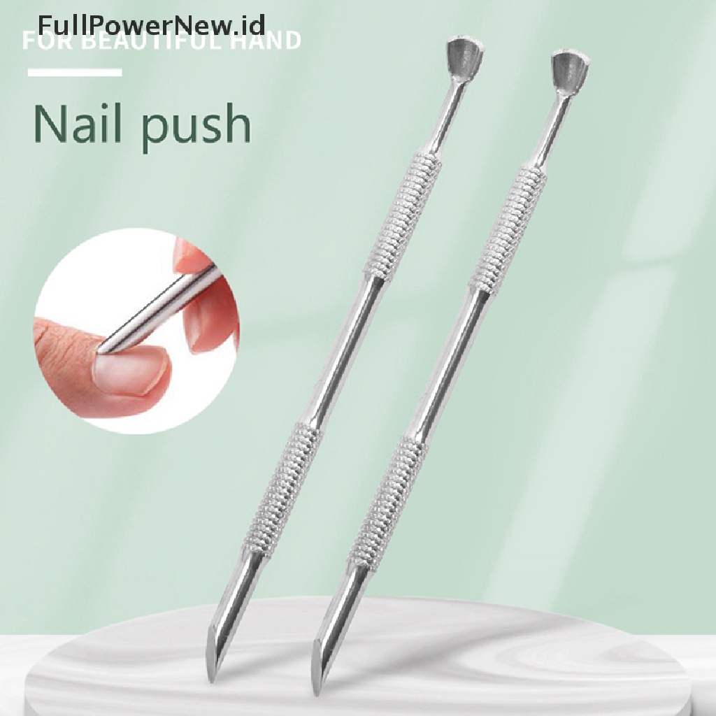 Power Stainless Steel Kutikula Pendorong Kuku Double Ended Spoon Nail Art Pedicure Alat ID
