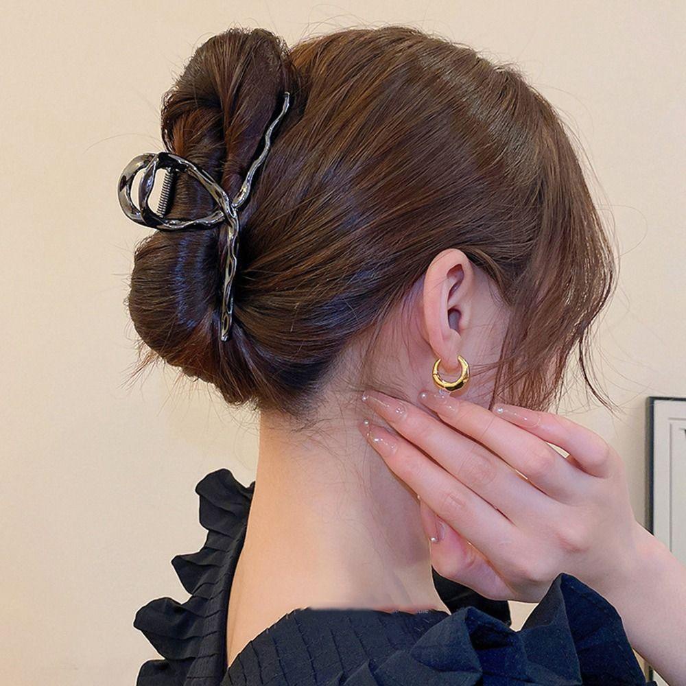 AUGUSTINA Temperamen Kepribadian Cakar Rambut Silang Untuk Gadis Hiasan Kepala Ponytail Holder Metal Untuk Wanita Women Hair Clips