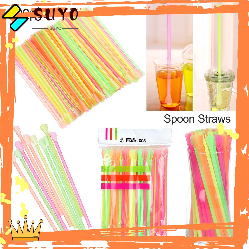 Suyo Sendok Sedotan Sekali Pakai Straight Straw Soft Drinking Supplie 100PCS