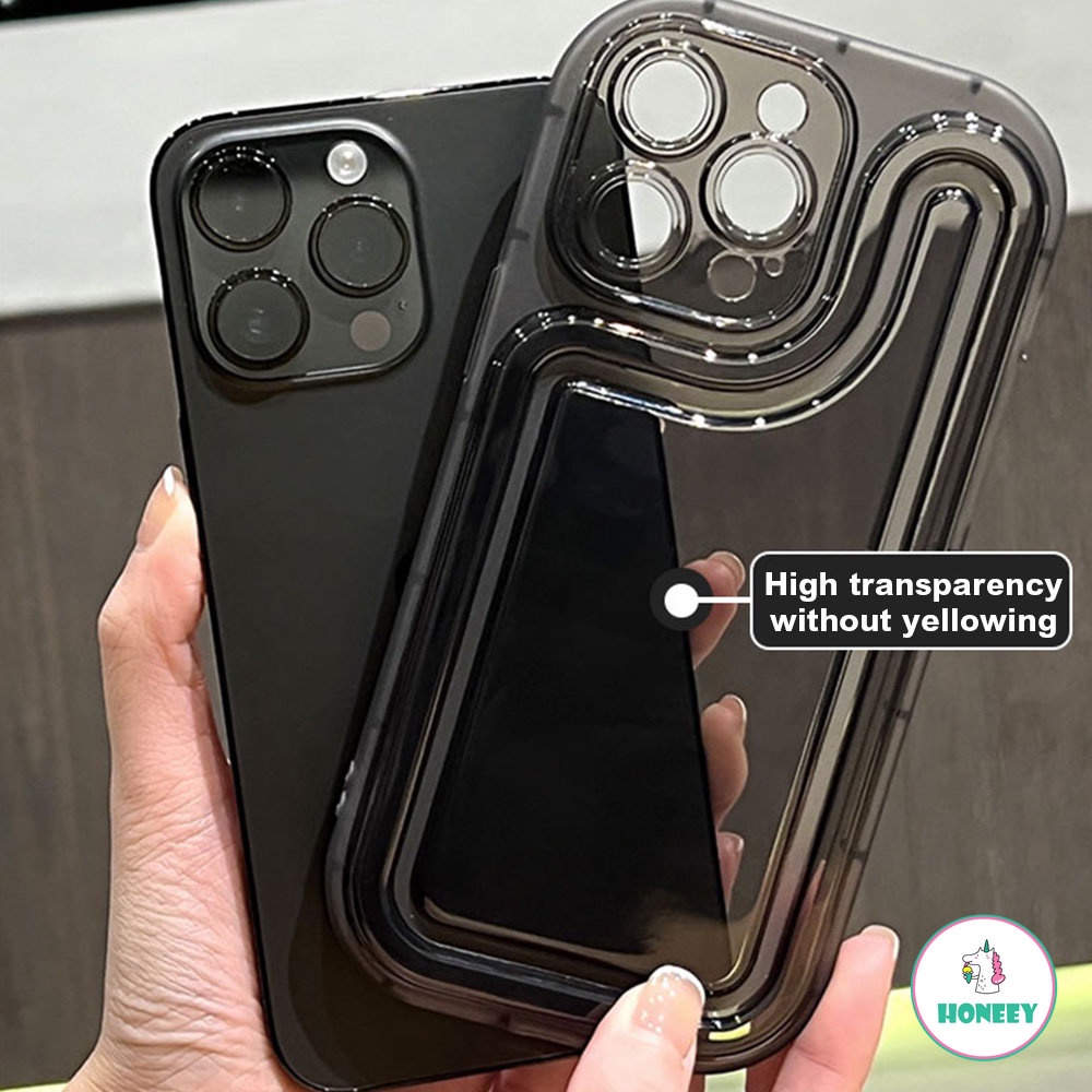 IPHONE Casing Sederhana Bening Tidak Kuning Kompatibel Untuk Iphone11 12 13 14 Pro Max Lembut Shockproof Silikon Air Cushion Back Cover