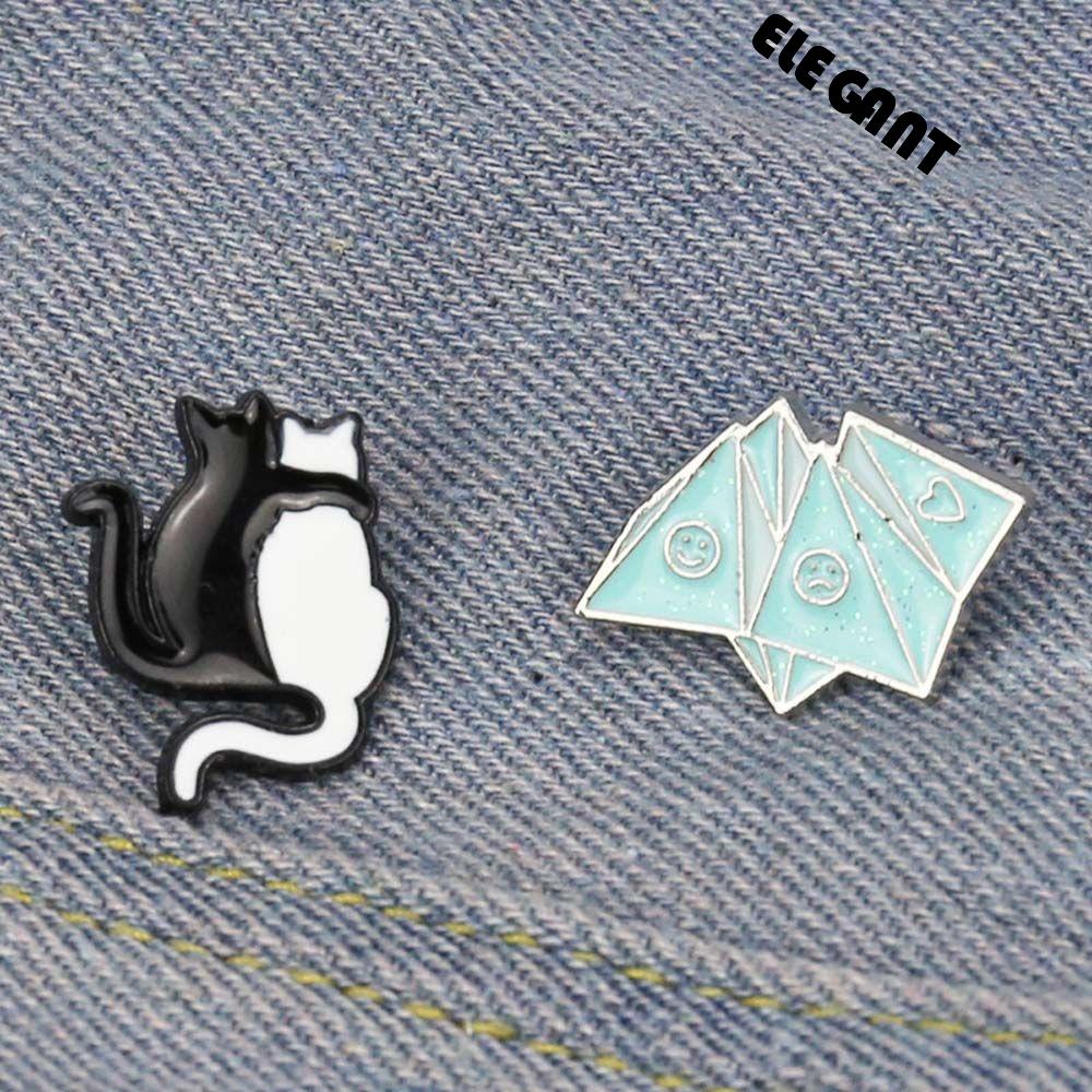 [Elegan] Bros Kucing Hadiah Lucu Untuk Wanita Pria Hitam Dan Putih Kucing Peluk Kucing Kerah Pin Lencana Pin Enamel Pin