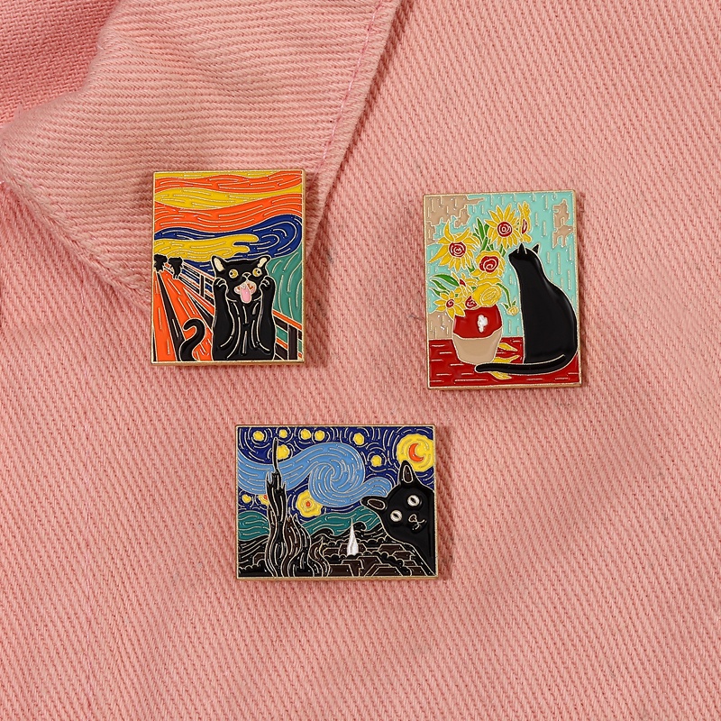 Van Gogh Langit Berbintang Enamel Pin Bros Terkenal Dibingkai Bros Lencana Kerah Pin Lukisan Minyak Seni Perhiasan Aksesoris Hadiah Untuk Teman