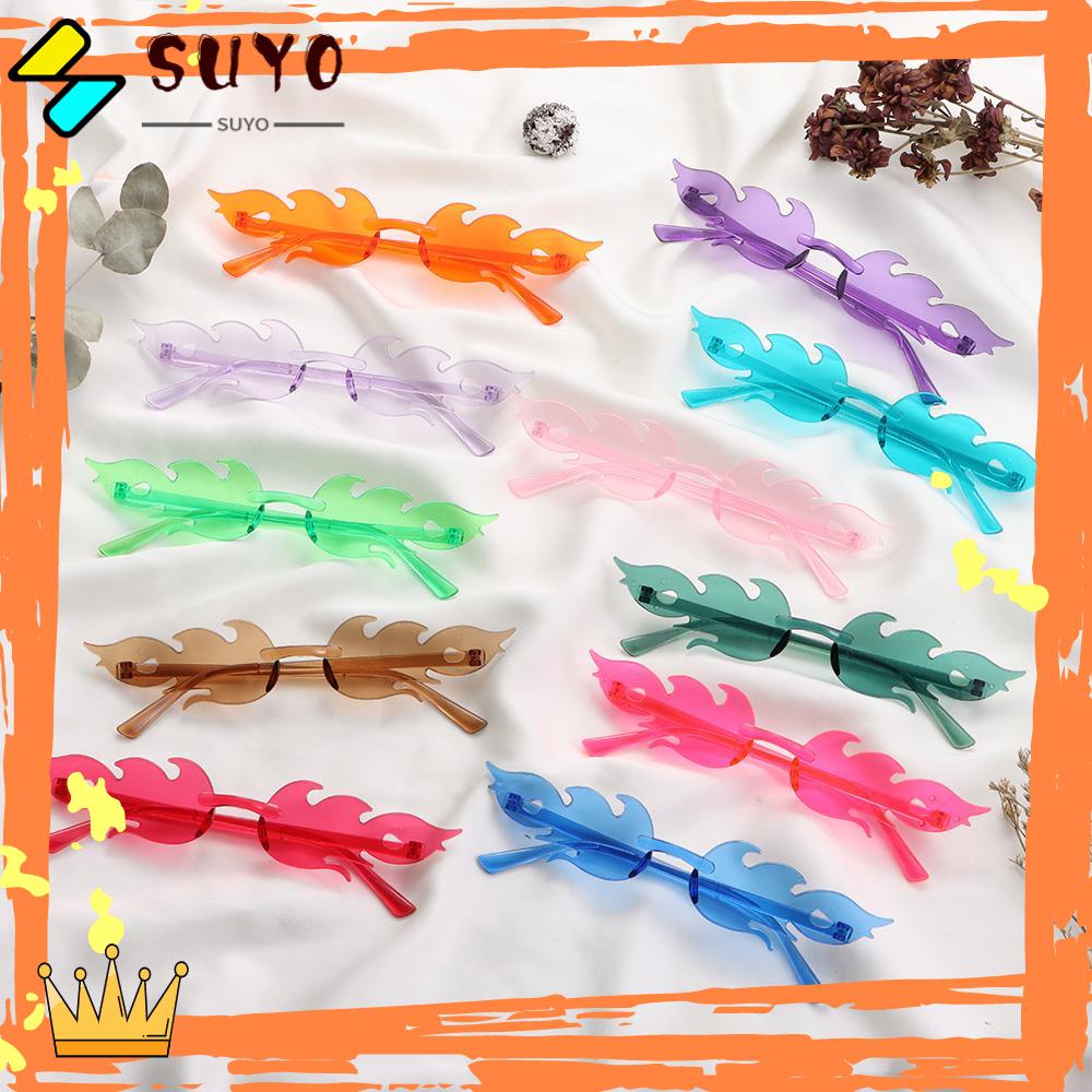 Suyo Flame Sunglasses Trendy Rimless Cosplay Eyewear Flame Shaped