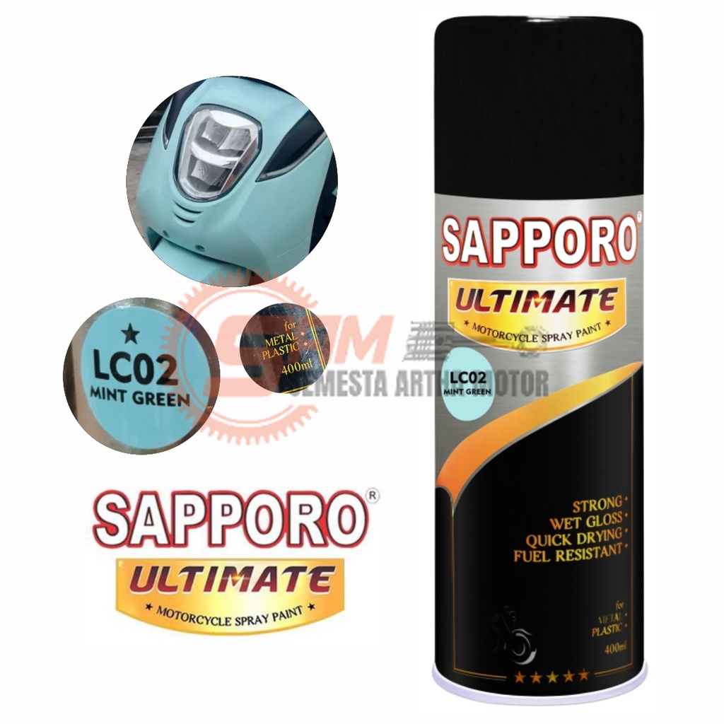 

Pilox Sapporo Ultimate Mint Green LC02 Cat Semprot Hijau Pilok Metal Plastik Aerosol Spray