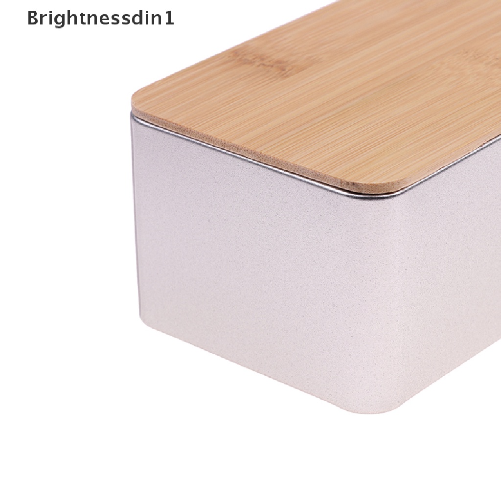 [Brightnessdin1] 1pc Kotak Besi Kosong Bulat Dengan Tutup Serat Kayu DIY Candy Storage Box Boutique
