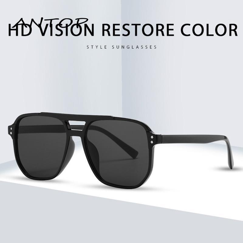 [antop] Double Beam Bingkai Besar Trendy Retro Modis Kacamata Hitam Untuk Wanita Kacamata Hitam Kotak