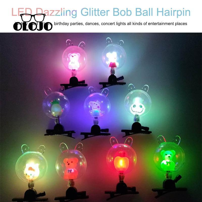 【COD】 Klip Rambut Bola Glow LED Kreatif Kartun Menggemaskan Lucu Hiasan Kepala