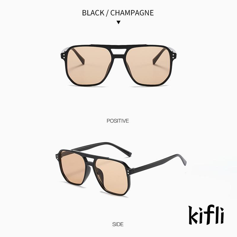 [KD] Kacamata Hitam Modis Retro Trendi Untuk Wanita Double Beam Bingkai Besar Square Sunglasses