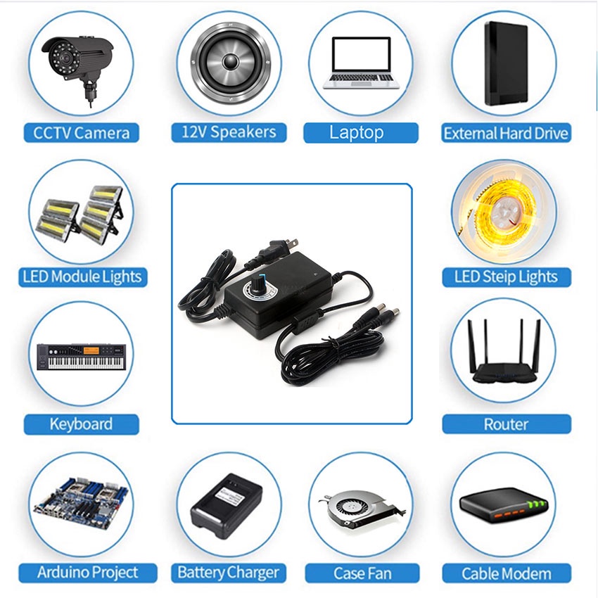 Adjustable Adaptor 3V-24V AC DC 2A 5V 12V 24 V Adaptor Dimmer Switchin Power Supply Adjustable