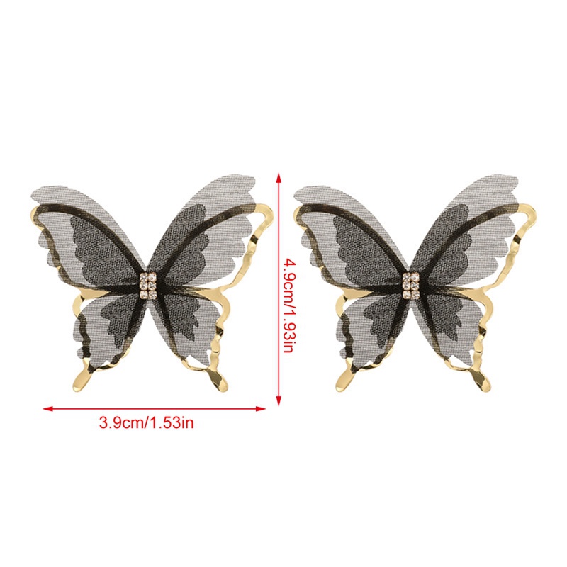 1pasang Fashion Elegan Halus Romantis Berongga Mesh Kupu-Kupu Stud Earrings Perempuan Perhiasan Hadiah Anting Kupu-Kupu
