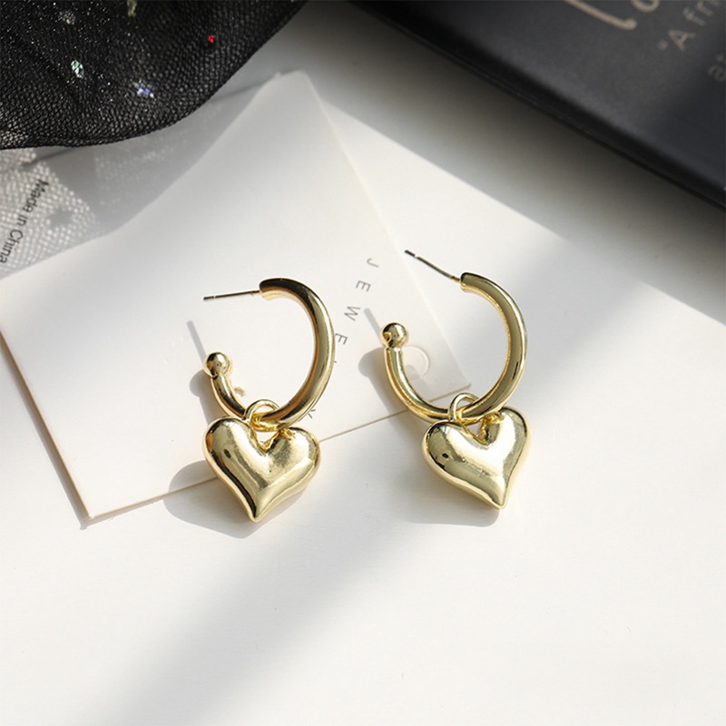 Anting Cinta Hati Untuk Wanita Manis Menggemaskan Warna Emas Tindik Ladies Drop Earring Perhiasan Cewek