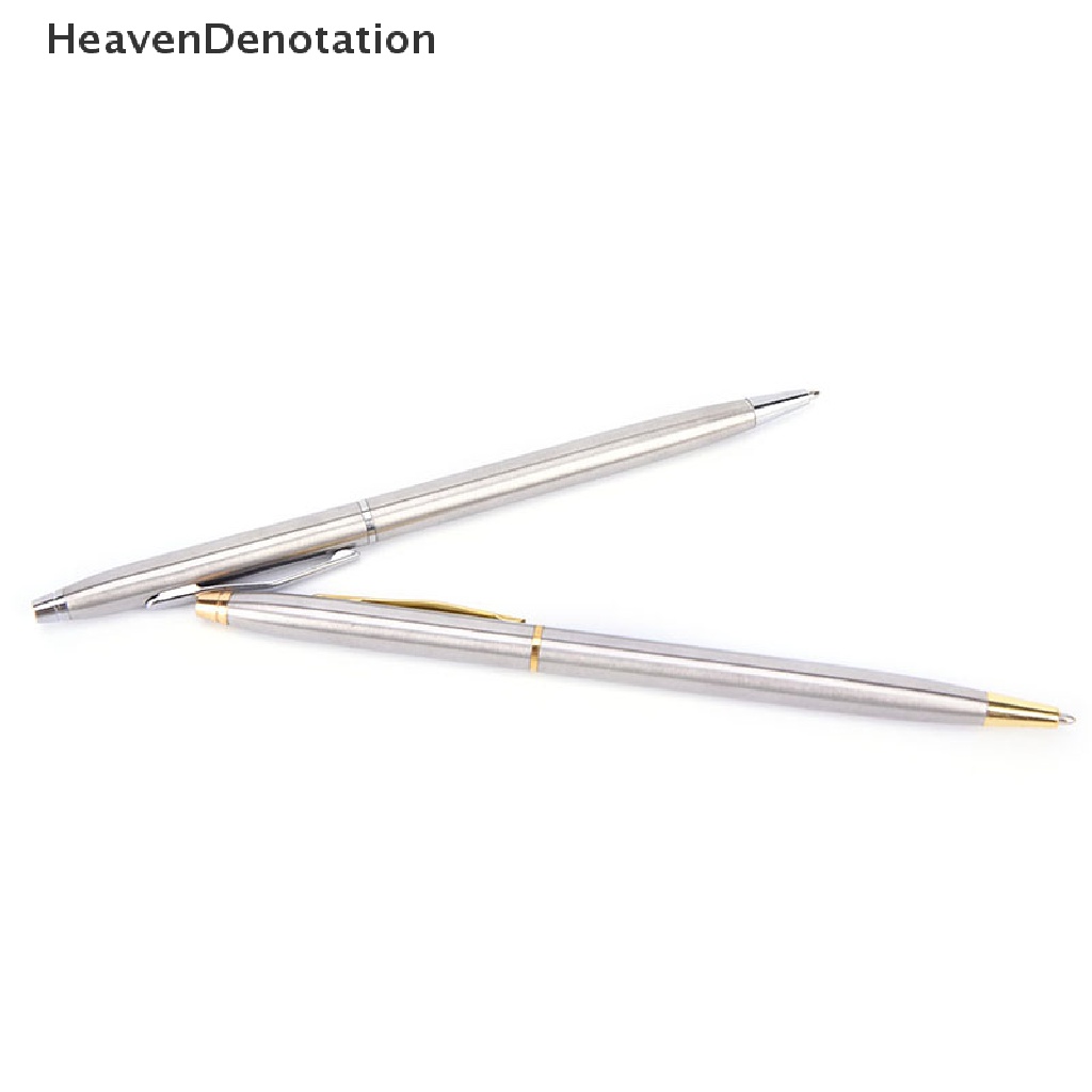 [HeavenDenotation] 1pc Pena Ballpoint Metal Alat Tulis Batang Stainless Steel Rotag Pen Ballpen HDV