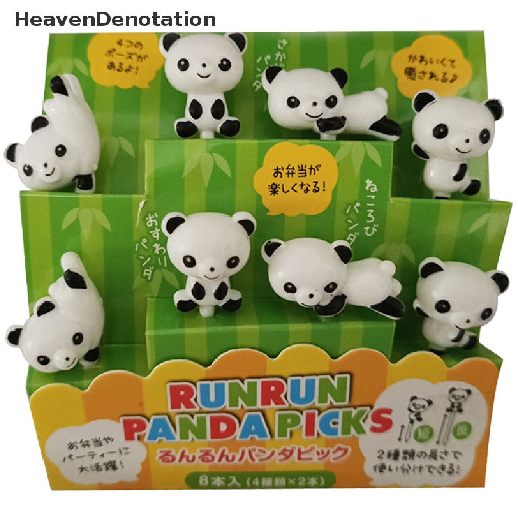 [HeavenDenotation] 8pcs/set Mini Kartun Panda Garpu Buah Anak Snack Dessert Picks Tookpick HDV