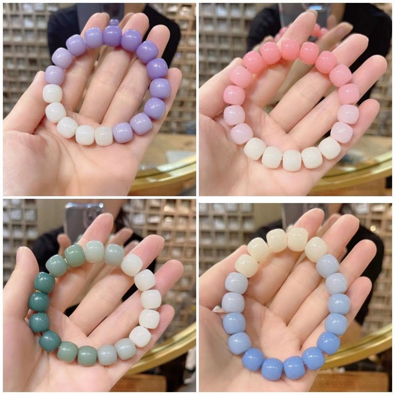 Xiaohongshu~frozen White Jade Imitasi Bodhi Rantai Tangan Lilit Jari Jari, Lembut Secara Bertahap Berubah Warna, Merah Muda Versi Siswa Piring Bermain Bola Gelang