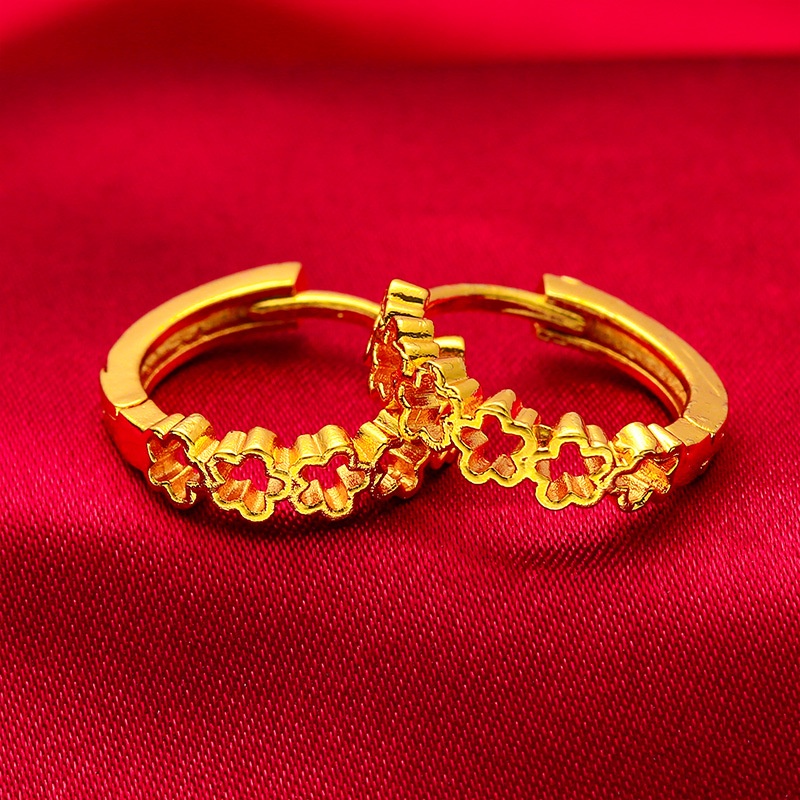 Goldkingdom Perhiasan Fashion 24K Bangkok Aksesoris Ready Stock Anting Koin Wanita Pentagram Anting Wanita