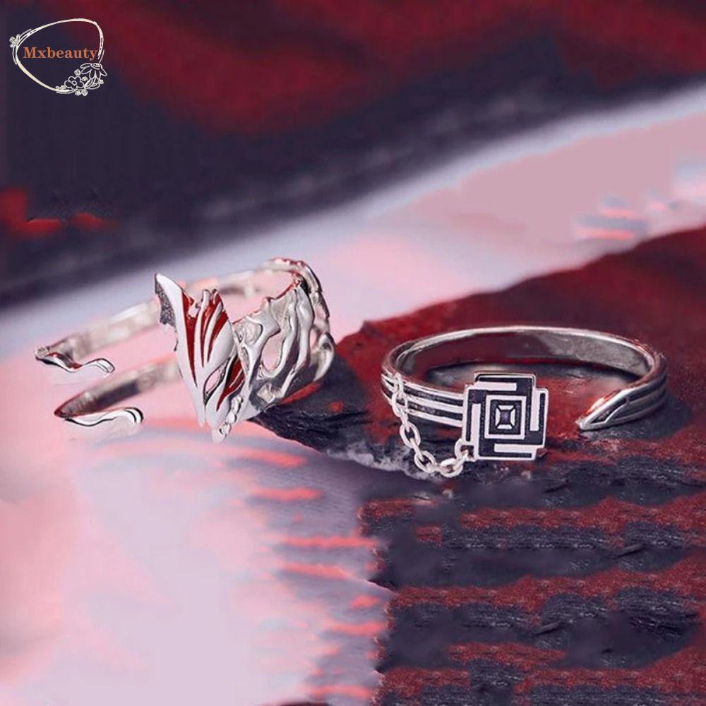 Mxbeauty Anime Bleach Rings Dekorasi Harian Cincin Terbuka Jari Gesper Anak Laki-Laki Desain Kartun Masker Pasangan Cincin