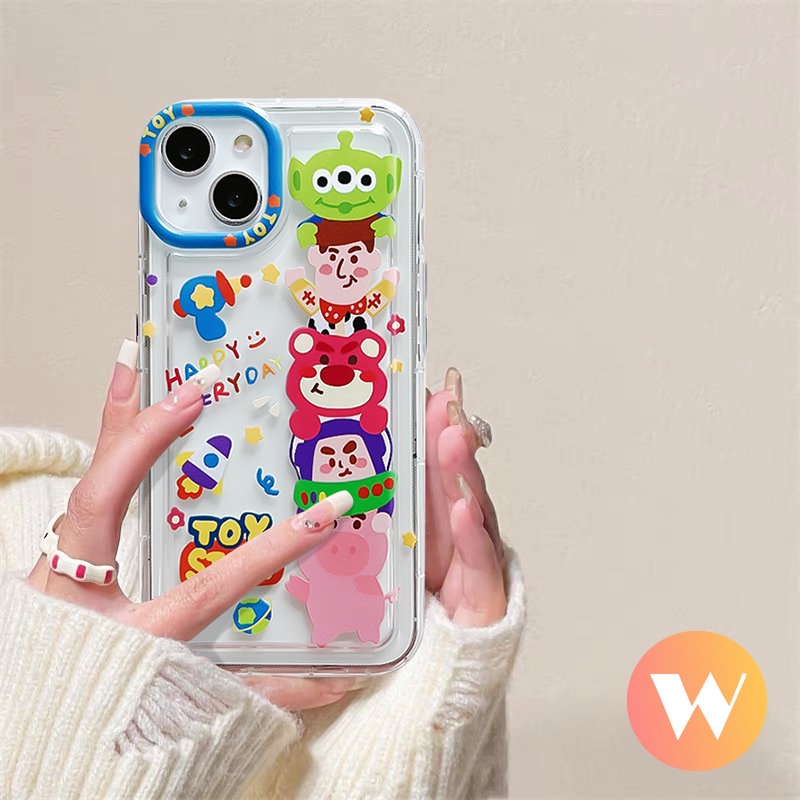 IPHONE Casing Ponsel Alien Beruang Strawberry Buzz Lightyear Lucu Kompatibel Untuk Iphone11 12 13 14 Pro MAX 7Plus XR X XS Max6 8 6S Plus Cerita Mainan Kartun Yang Indah Shockproof Airbag Cover