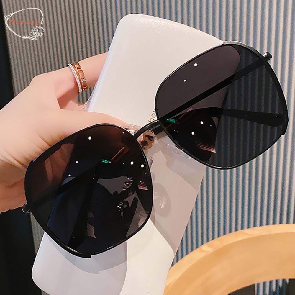 Mxbeauty Kacamata Hitam Wanita Traveling Design Style Visor Eyewear Bingkai Besar Frame Metal Grey Korean Sun Glasses