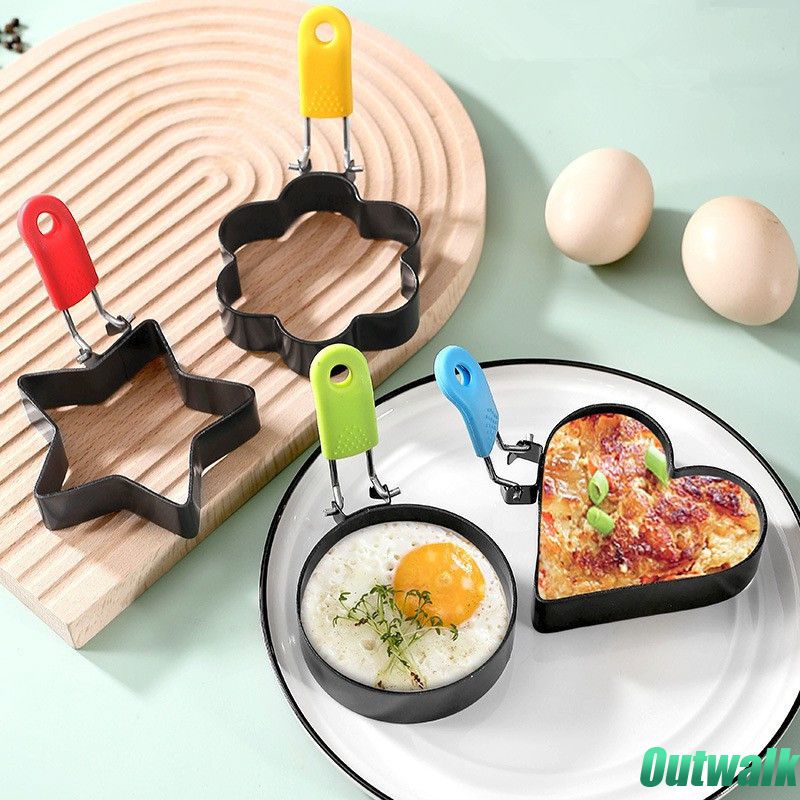 Cetakan Penggorengan Telur Baja Tahan Karat Tidak Lengket Cetakan Telur Dadar Cincin Penggorengan Telur Antipanas Aksesori Alat Memasak Kue Dapur