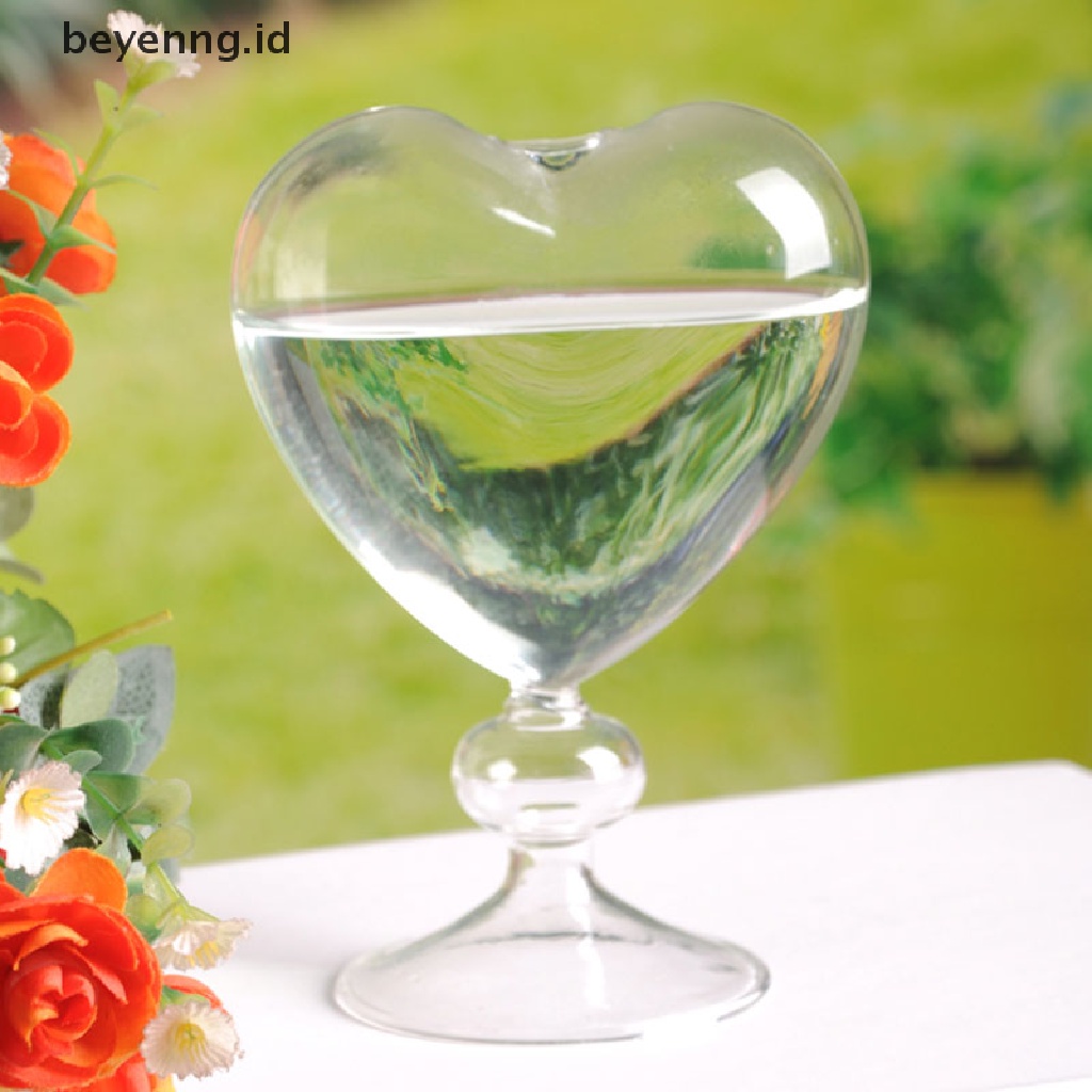 Beyen Glass Flower Planter Heart Vas Kaca Standing Dekorasi Rumah Vas Bunga Decor ID