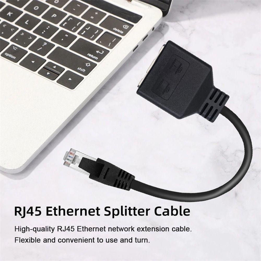 AUGUSTINA Gigabit Ethernet Splitter Perlengkapan Komputer Tahan Lama Kabel Eterna LAN Eterna Socket Splitter Kabel RJ45 Eterna