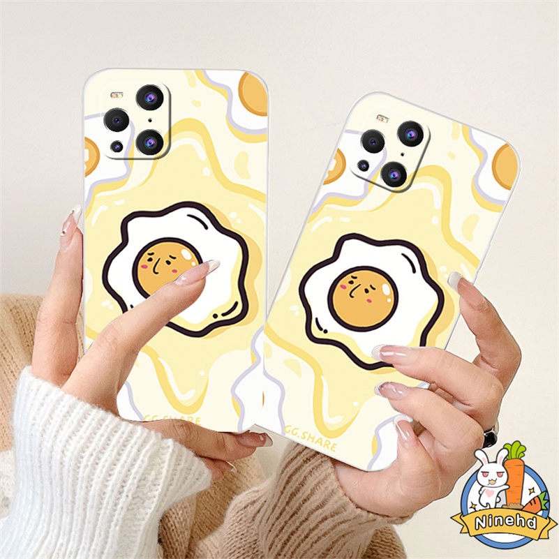 IPHONE Casing Kompatibel Untuk Iphone14 13 12 11 Pro Max X Xr Xs Max8 7 6 6s Plus SE 2020 Pola Telur Goreng Kreatif Pelindung Lensa Canggih Shockproof Glossy TPU Full Protect Phone Case