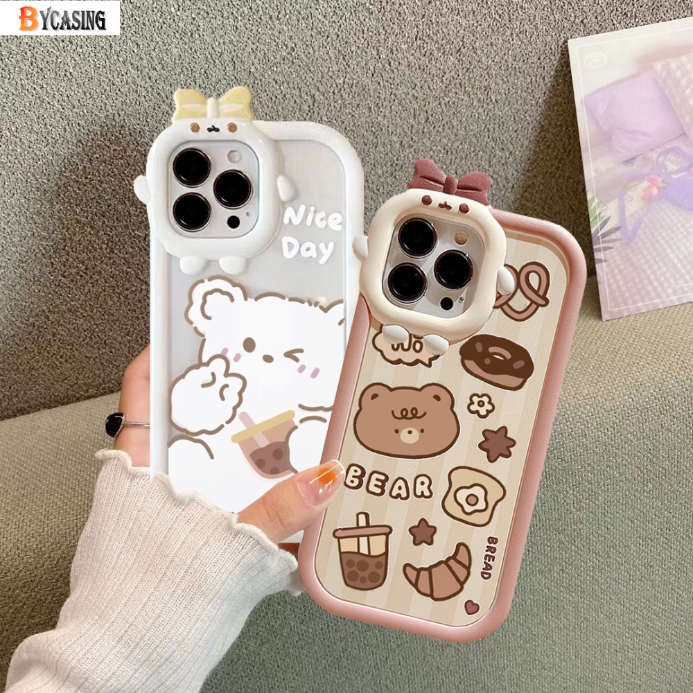 Redmi 12C 10C 10A Note 11 Pro Note 11S 9C 9A 10 9T 9 Note10 5G 10s Note9 Note9S Note8 Poco M5S X3 M3 Pro Cute Polar bears Manyo Bear Bubble Tea Monster Lensa Shockproof Case BY