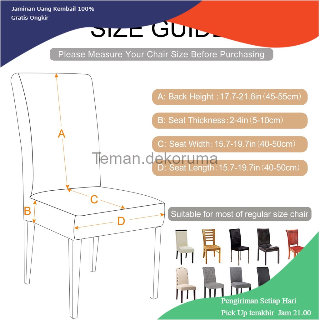 TD - RTG KFETHIN Sarung Kursi Makan Restoran Hotel Elastic Dining Chair Cover - KF55