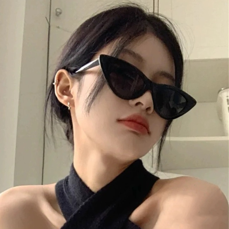 Papaozhu Retro Hitam Mata Kucing Frame Kacamata Hitam Untuk Wanita Pria Trendi Perjalanan Shades Personality UV400 Protection Eyewear