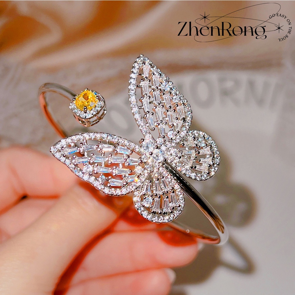 Goldkingdom Fashion Perhiasan Aksesoris Ready Stock Xiaoxiangfeng 3D Berlian Penuh Super Abadi Busur Simpul Gelang Perempuan Graf Berlian Kuning Harta Karun Warna-Warni Kupu-Kupu Gelang