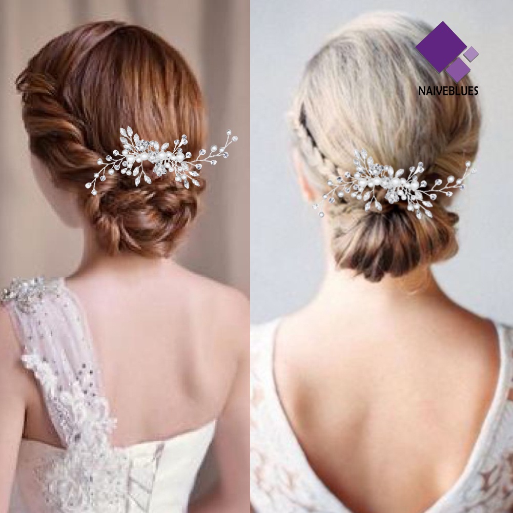 &lt; Naiveblues &gt; Fashion Lady Mutiara Imitasi Berlian Imitasi Rambut Pin Klip Pernikahan Pengantin