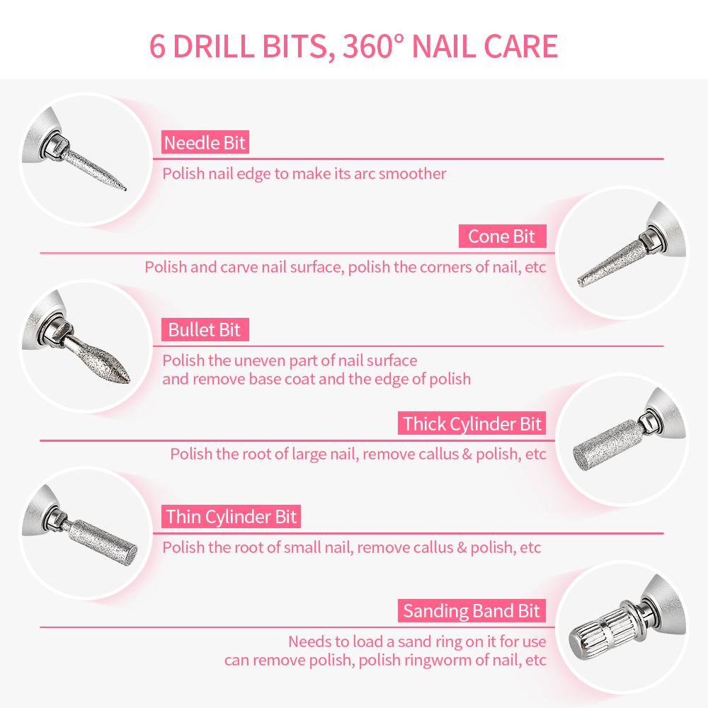 Nail Drill Manicure Grinder Machine 30000RPM Nail Milling Cutter Nail Art Tool Rechargeable Nail Drill