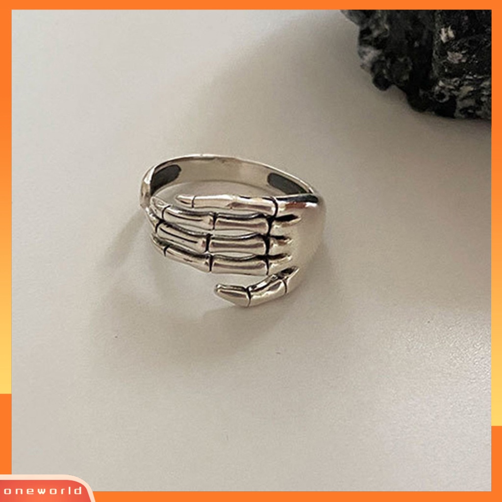 [EONE] Cincin Wanita Tulang Bukaan Tangan Resizable Retro Jewelry Adjustable Finger Ring Untuk Halloween