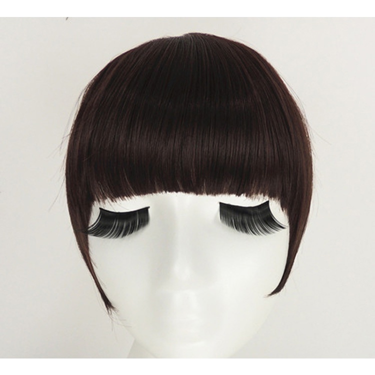 Beyen Fringe Clip In On Poni Ekstensi Rambut Lurus Coklat Hitam * Seperti human hair ID