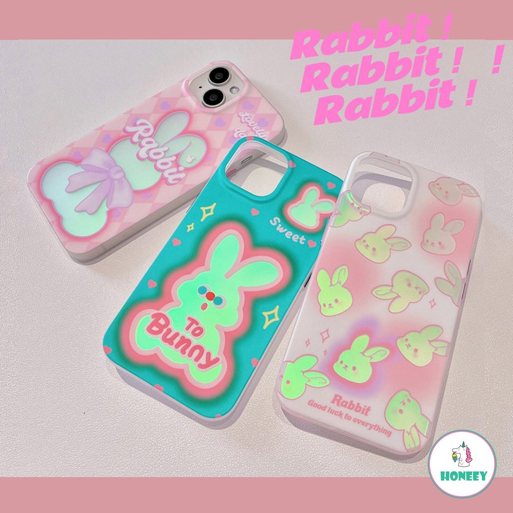 Casing Ponsel Kartun Kelinci Reflektif Laser Penuh Layar Berlubang Untuk IPhone11 12 13 14 Pro Max 12pro Gaya Gadis