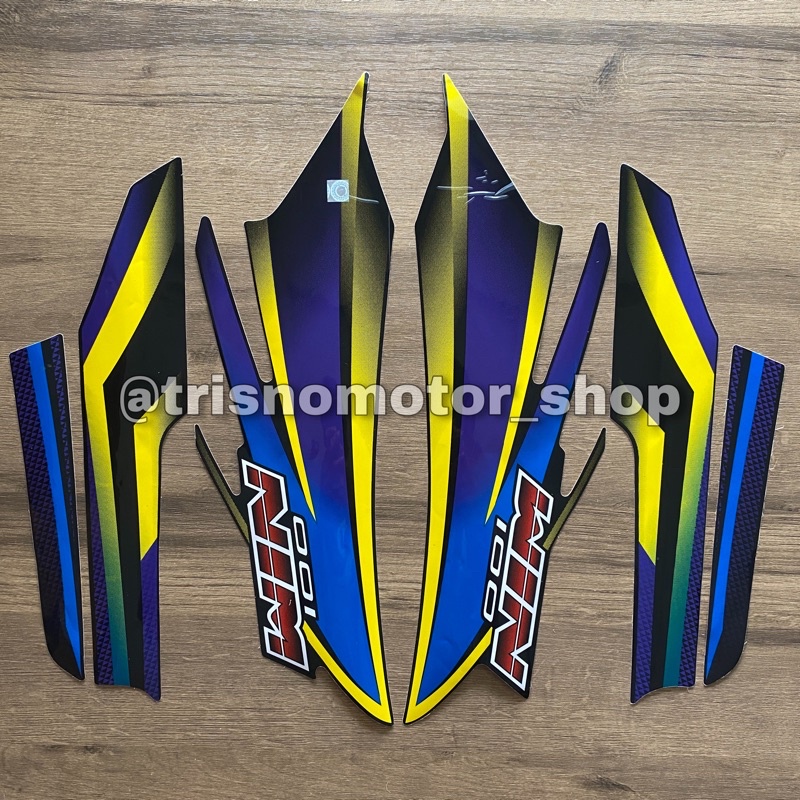 striping list lis body motor Honda win100 WIN 2003 2004 hitam biru ungu sticker stiker Win standar b