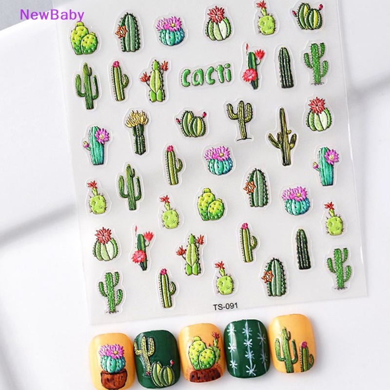 Newbaby Nail Art Bunga Kaktus Berduri Tanaman Decals Self Adhesive Nail Decals Untuk Anak Perempuan ID