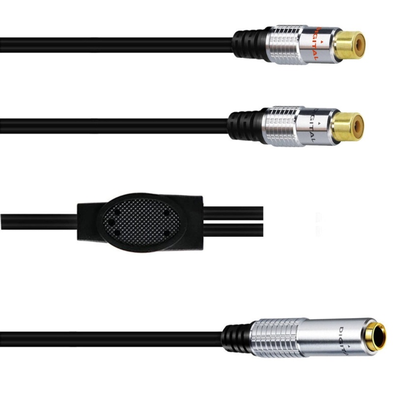 Cre Heavy Duty 6.35mm Female to 2RCA Female/Male Kabel Ekstensi Stereo Untuk Amplifier, Alat Rekam, Speaker