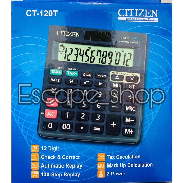 Kalkulator Citizen type CT 120 T - Calculator Citizen 12 Digit CT-120T