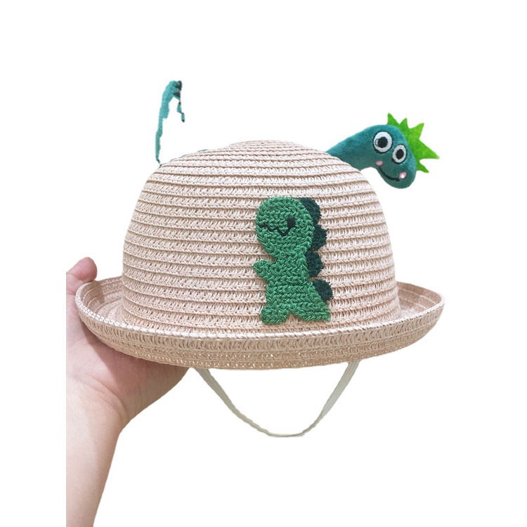 Topi Jerami Anak-Anak Lucu Pelindung Matahari Dan Tabir Surya Bayi Dinosaurus Kartun Fisherman Hat