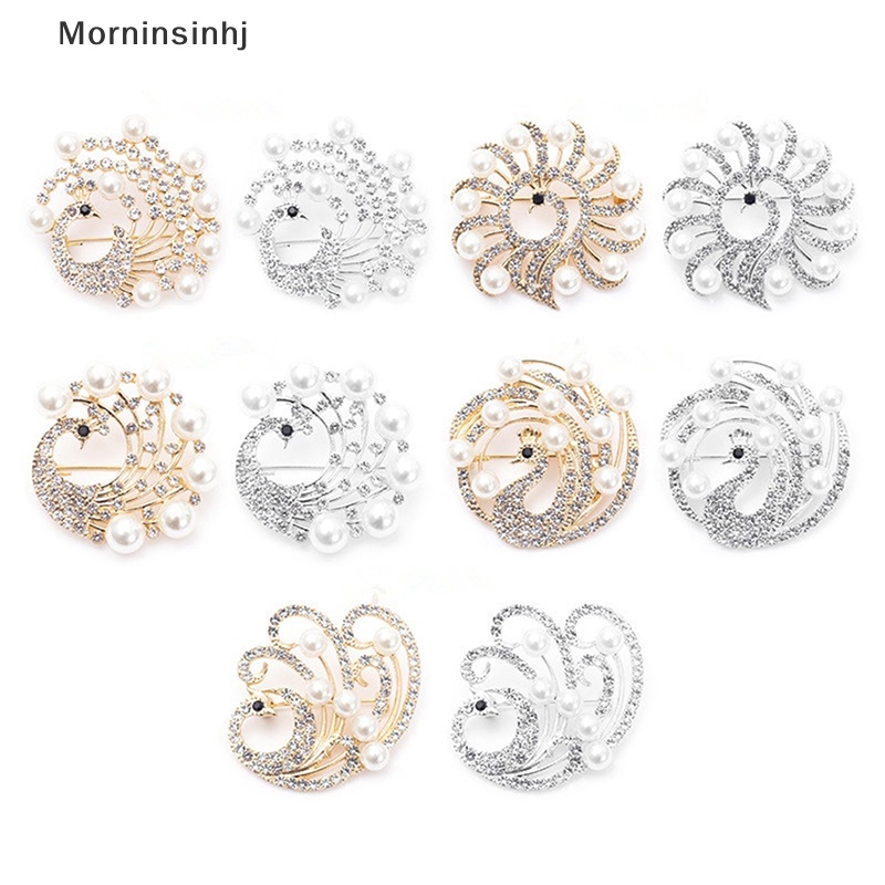 Mornin Mutiara Berlian Imitasi Merak Hewan Korsase Bros Klasik Kristal Peacock Brooch Pin Perjamuan Pernikahan Kostum Perhiasan id