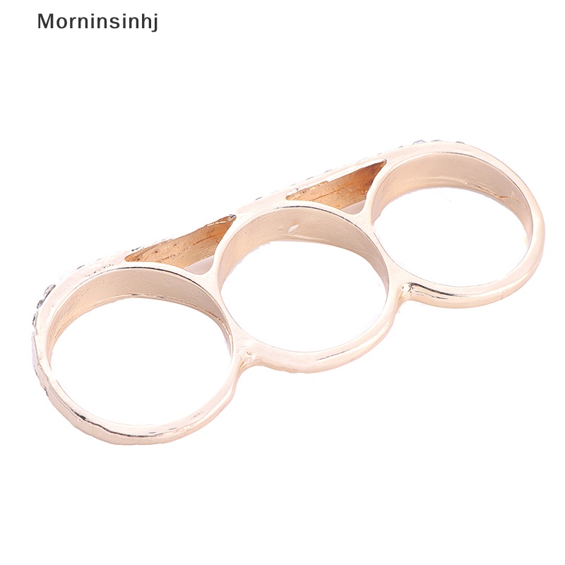 Mornin Fashion Tiga Jari Knuckle Duster Ring Minimalis Stainless Steel Bar Ring Perhiasan Hadiah id