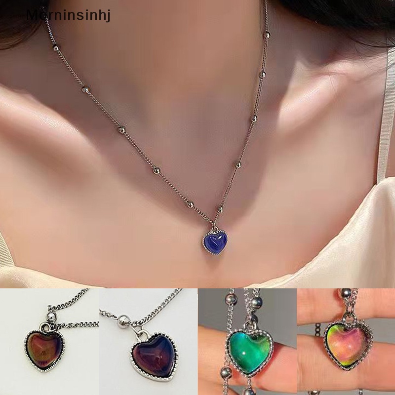 Mornin Perasaan Emosi Sensitif Perubahan Warna Cinta Liontin Kalung Manik-Manik Rantai id