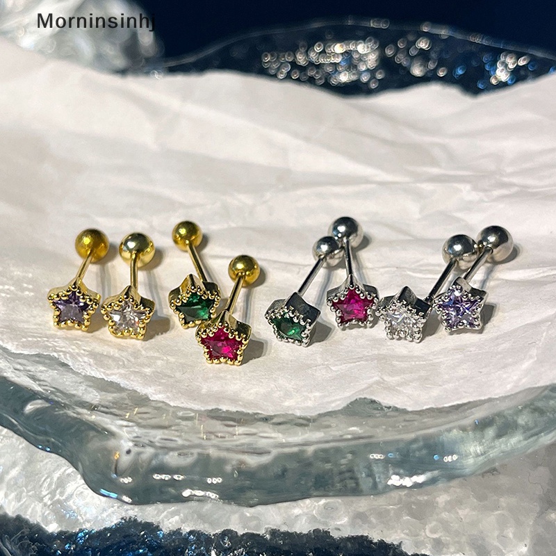 Mornin 1pasang Fashion Bintang Zirkon Telinga Studs Anting Untuk Wanita Tulang Rawan Helix Telinga Tulang Kuku Manis Keren Telinga Perhiasan Hadiah id