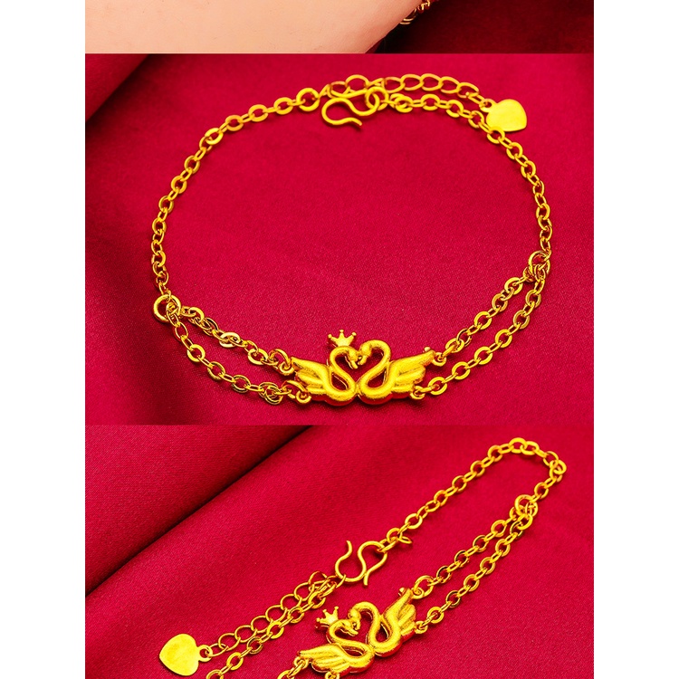 Goldkingdom Fashion Perhiasan Aksesoris Ready Stock Matte Gelang Baru Wanita Swan Panjang Lucu Gelang