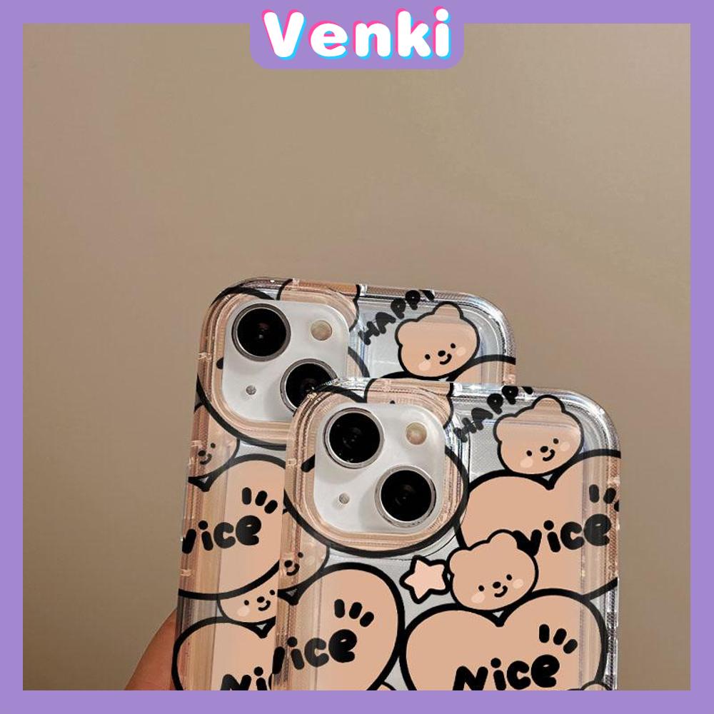 VENKI -For iPhone 11 iPhone Case Clear Case TPU Soft Case Airbag Shockproof Protection Camera Brown Cute Bear Compatible with iPhone 14 13 Pro Max iPhone 12 Pro Max 11 7 6Plus XR