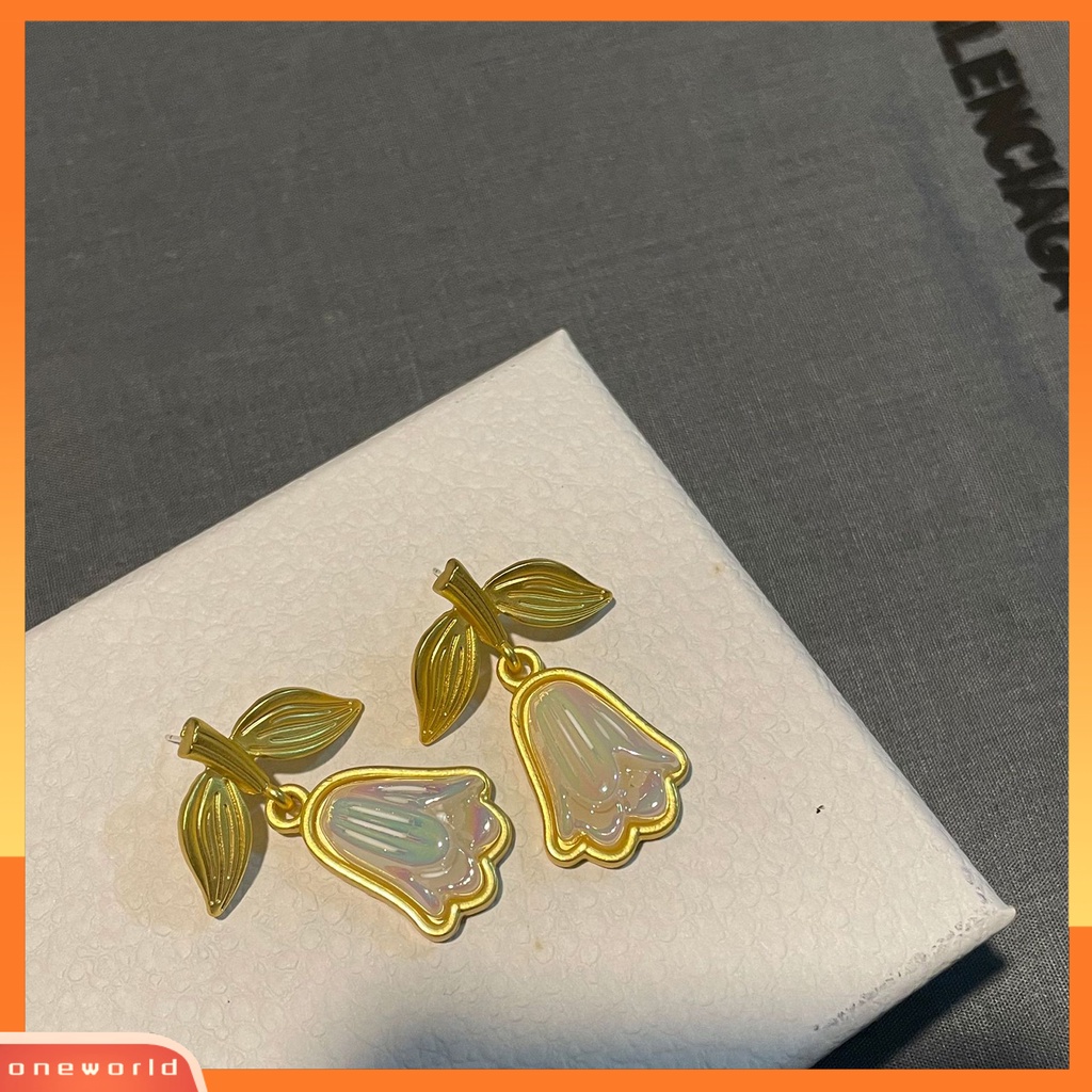 [EONE] 1pasang Drop Earrings Golden Leaves Elegan Medieval Peri Bunga Wanita Stud Earrings Fashion Jewelry