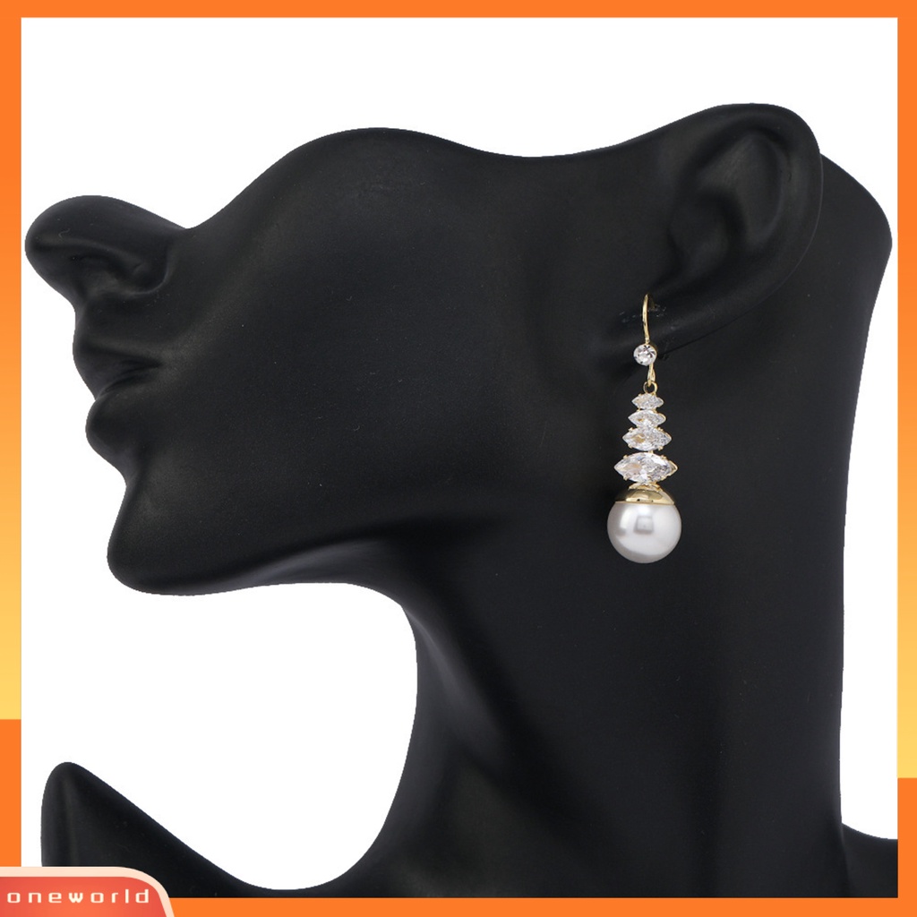 [EONE] 2 Pcs Ladies Earrings Gaya Cina Trendi Semua Pertandingan Temperamen Indah Hias Tembaga Mutiara Imitasi Anting Wanita Hadiah
