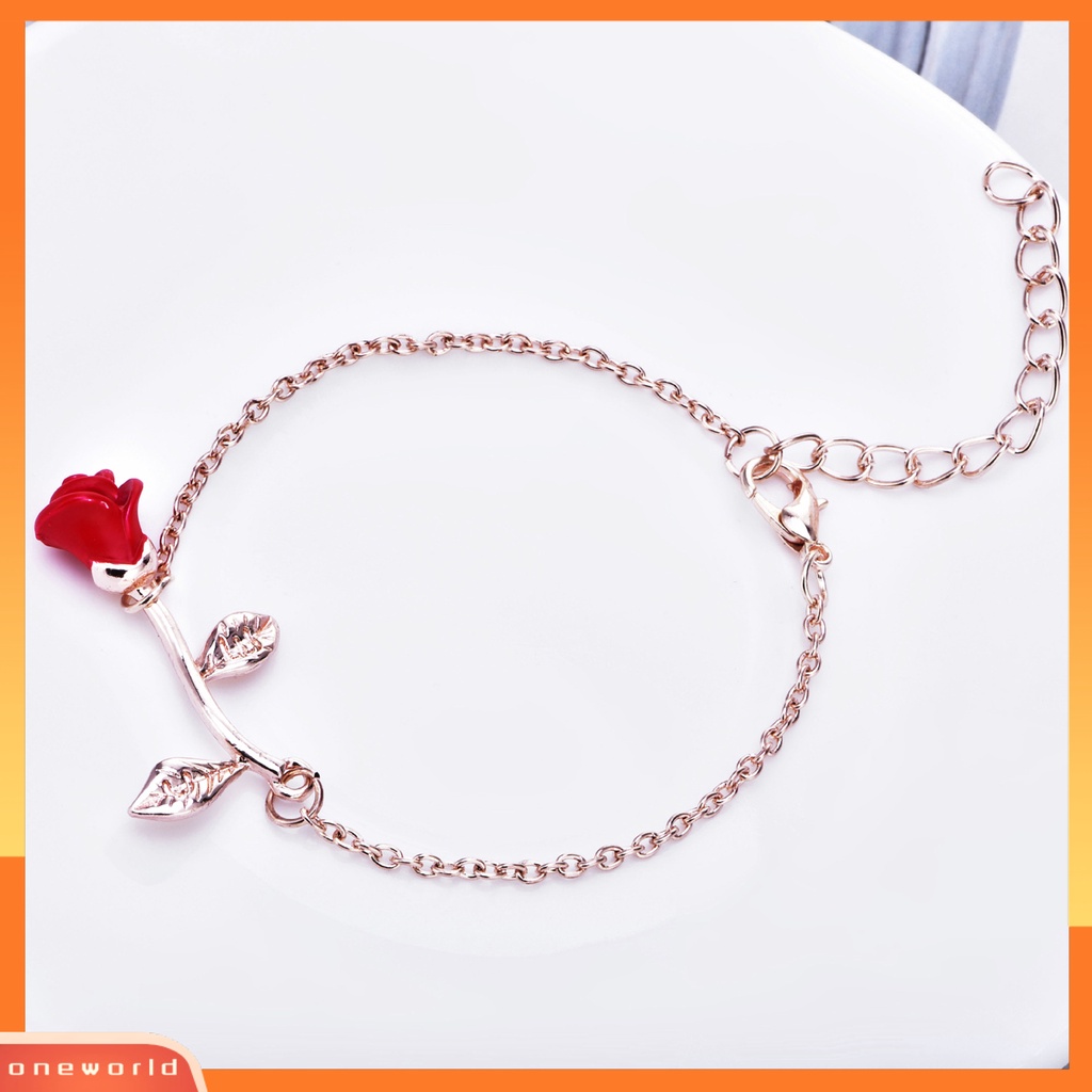 [EONE] Wanita Gelang Rose Adjustable Rantai Perhiasan Electroplating Tahan Lama Bracelet Untuk Pesta