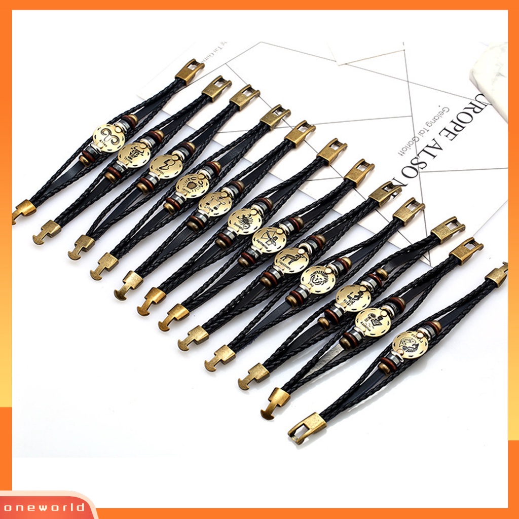 [EONE] Gelang Couple Motif Indah Tahan Aus Gelang Konstelasi Kulit Imitasi Dengan Tali Kepang Multilayer Untuk Pria